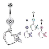 Love Flutter Butterfly Belly Piercing - Dangling Belly Ring. Navel Rings Australia.