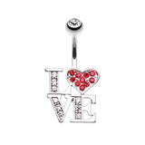 Love Statement Belly Ring - Fixed (non-dangle) Belly Bar. Navel Rings Australia.