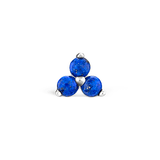 Lapis Trinity Stud Earring by Maria Tash in 14K White Gold. Butterfly Back.