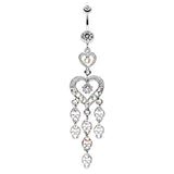 Ollie Heart Chandelier Belly Dangle - Dangling Belly Ring. Navel Rings Australia.
