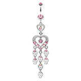 Ollie Heart Chandelier Belly Dangle - Dangling Belly Ring. Navel Rings Australia.