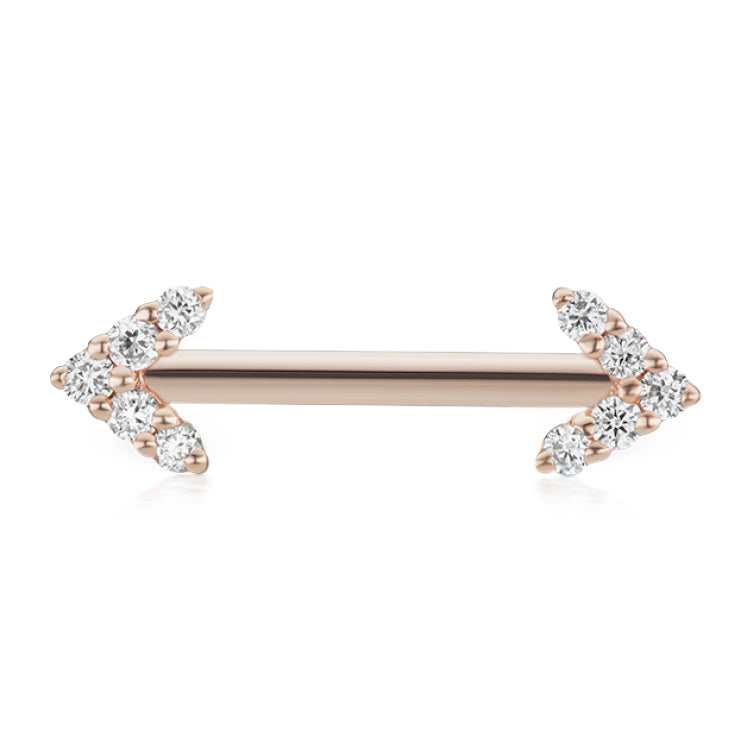 Maria Tash 4.5mm Genuine Diamond Arrow Nipple Bar in 14K Rose Gold - Nipple Ring. Navel Rings Australia.