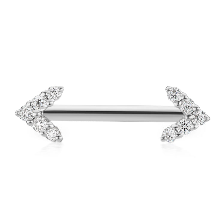 Maria Tash 4.5mm Genuine Diamond Arrow Nipple Bar in 14K White Gold - Nipple Ring. Navel Rings Australia.