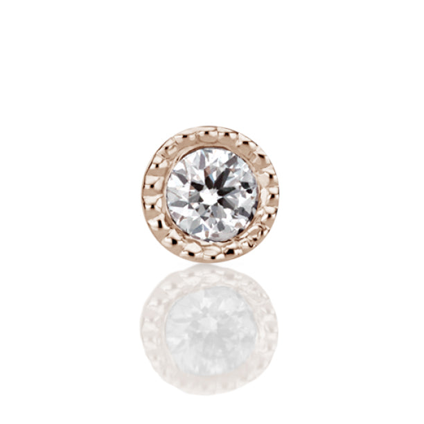 Scalloped Set Genuine Diamond Threaded Stud Earring by Maria Tash in 18K Rose Gold. Flat Stud. - Earring. Navel Rings Australia.