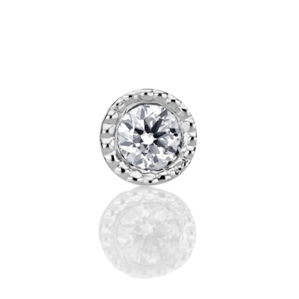Scalloped Genuine Diamond Threaded Stud Earring by Maria Tash in 18K White Gold. Flat Stud. - Earring. Navel Rings Australia.