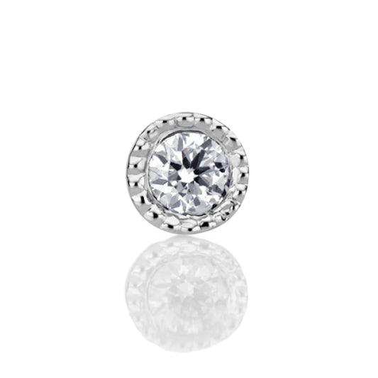 Scalloped Genuine Diamond Threaded Stud Earring by Maria Tash in 18K White Gold. Flat Stud. - Earring. Navel Rings Australia.