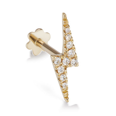Authentic Lightning Bolt Diamond Earring by Maria Tash in 14K Gold. Flat Stud. - Earring. Navel Rings Australia.