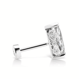 Marquise Diamond Threaded Stud Earring by Maria Tash in 14K White Gold. Flat Stud.