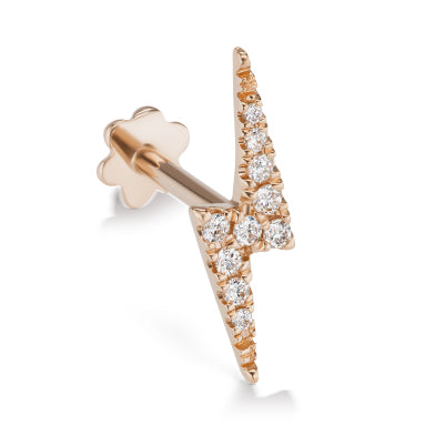 Authentic Lightning Bolt Diamond Earring by Maria Tash in 14K Rose Gold. Flat Stud. - Earring. Navel Rings Australia.
