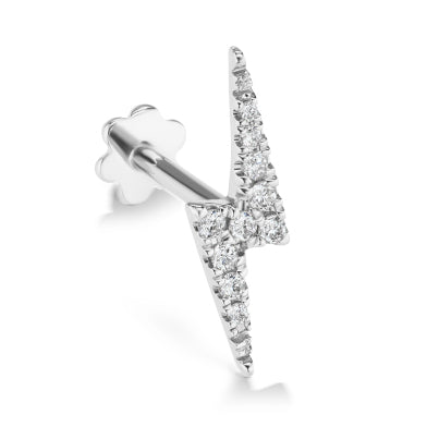 Authentic Lightning Bolt Diamond Earring by Maria Tash in 14K White Gold. Flat Stud. - Earring. Navel Rings Australia.