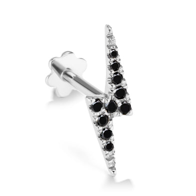 Authentic Lightning Bolt Diamond Earring by Maria Tash in 14K White Gold. Flat Stud. - Earring. Navel Rings Australia.