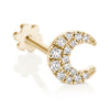 Diamond Moon Threaded Earring by Maria Tash in 18K Gold. Flat Stud.