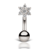 14K Flower Topped Belly Ring by Maria Tash in White Gold