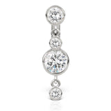 Designer Maria Tash 14K White Gold Belly Bar with Double Dangle - Dangling Belly Ring. Navel Rings Australia.