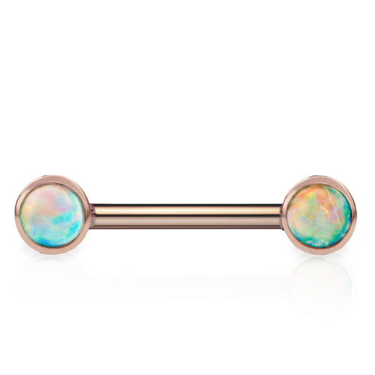 Maria Tash 3mm Natural Opal 14k Rose Gold Nipple Bar - Nipple Ring. Navel Rings Australia.