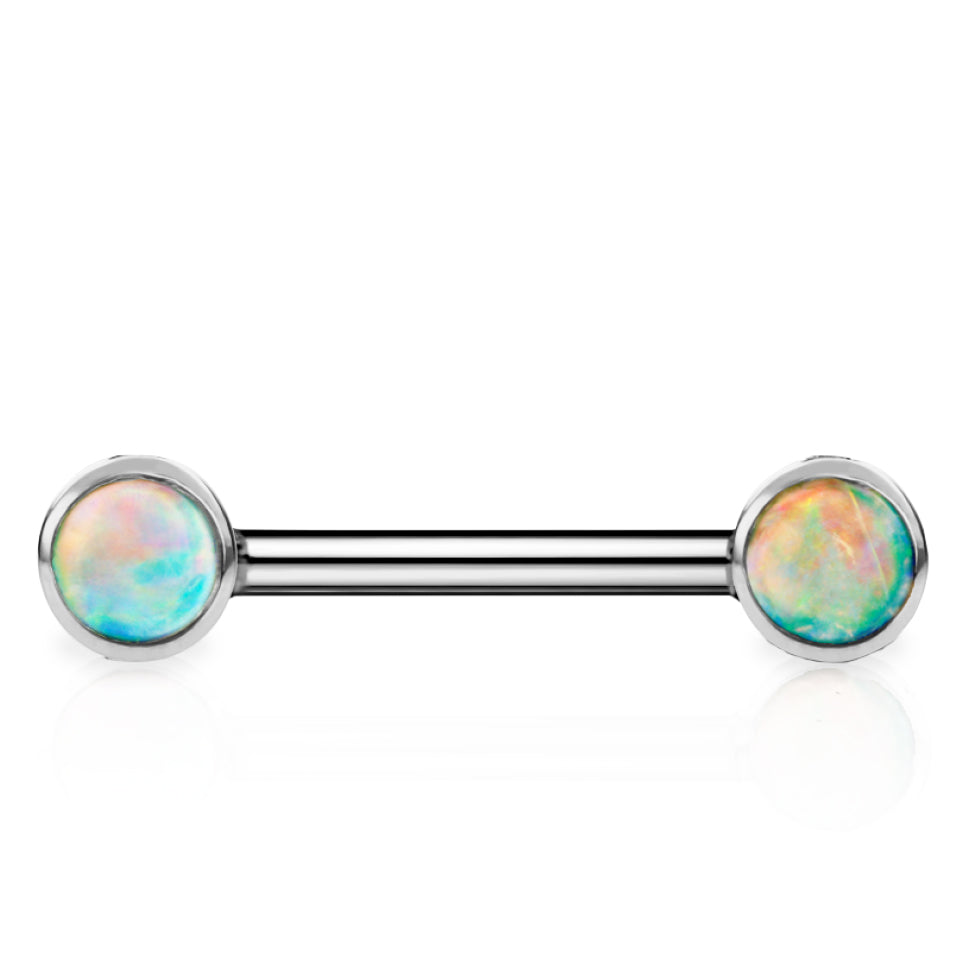 Maria Tash 3mm Natural Opal 14k White Gold Nipple Bar - Nipple Ring. Navel Rings Australia.