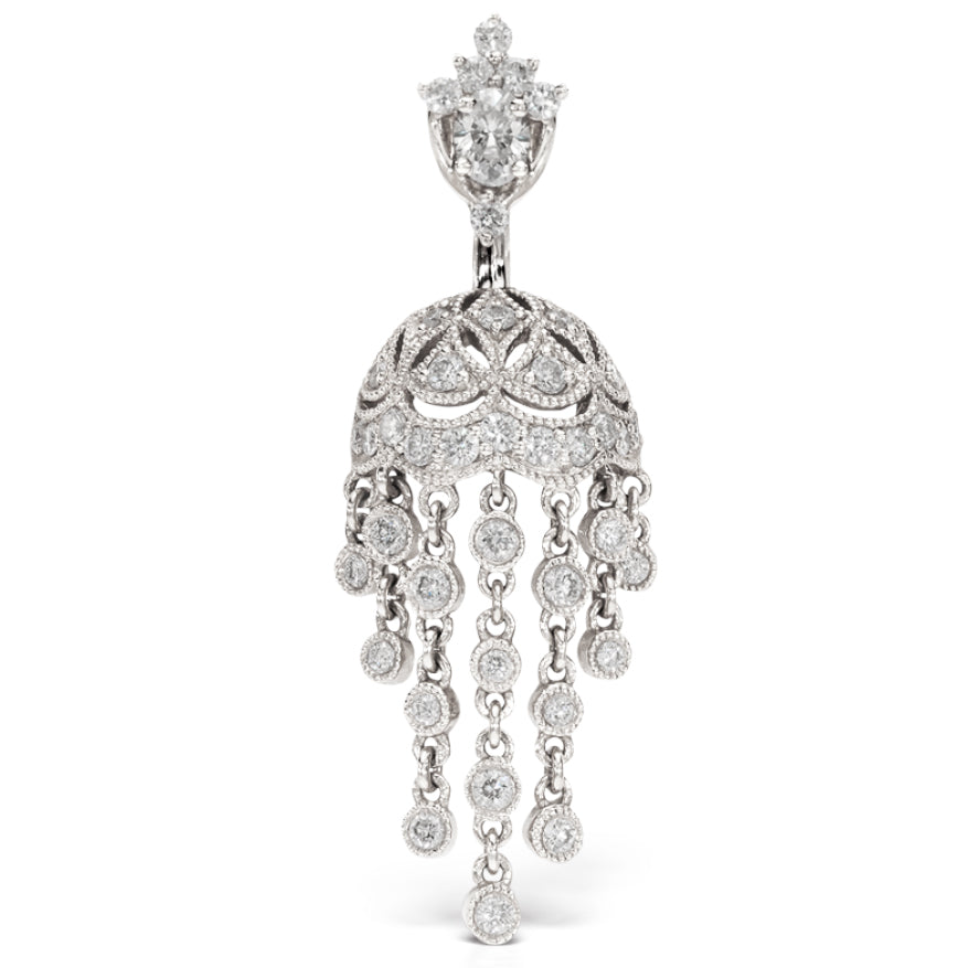 18K White Gold Diamond MT Tiara with Parasol Dangle. Belly Rings by Maria Ash - Reverse Top Down Belly Ring. Navel Rings Australia.
