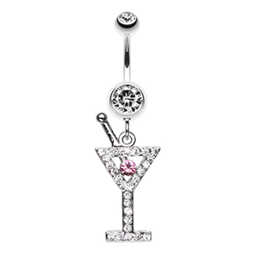 French Martini Belly Dangle - Dangling Belly Ring. Navel Rings Australia.
