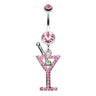 French Martini Belly Dangle - Dangling Belly Ring. Navel Rings Australia.