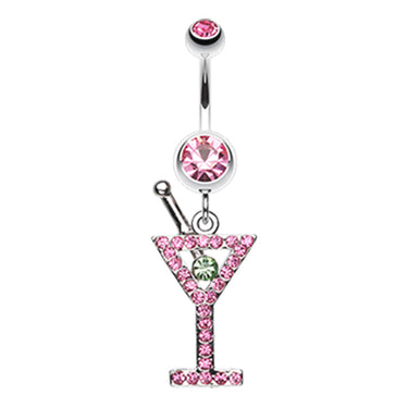 French Martini Belly Dangle - Dangling Belly Ring. Navel Rings Australia.