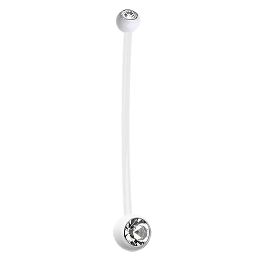Mamma Mia White Flex Gem Maternity Belly Ring (X Long) - Maternity Belly Ring. Navel Rings Australia.