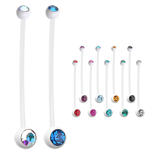 Mamma Mia White Flex Gem Maternity Belly Ring (X Long) - Maternity Belly Ring. Navel Rings Australia.