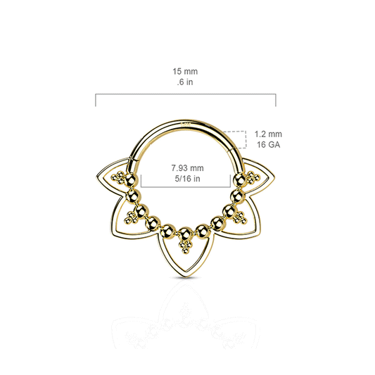 Mandala Filigree Septum Ring in 14K Yellow Gold