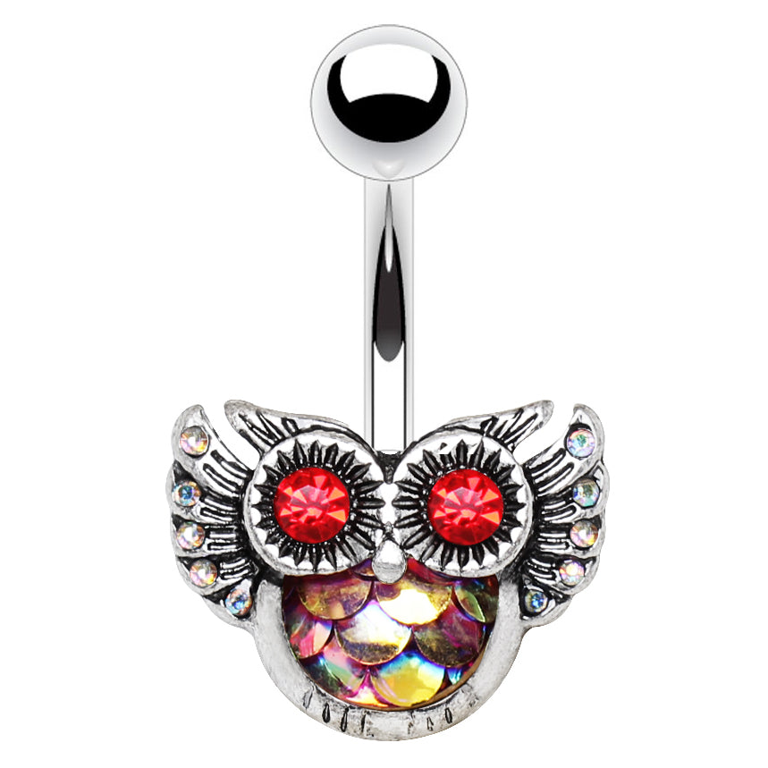 Mermaid Owl Belly Rings - Fixed (non-dangle) Belly Bar. Navel Rings Australia.