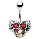 Mermaid Owl Belly Rings - Fixed (non-dangle) Belly Bar. Navel Rings Australia.