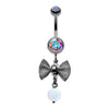 Mesh Bow Dangly Belly Ring in Midnight