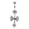 Mesh Bow Dangly Belly Bar - Dangling Belly Ring. Navel Rings Australia.