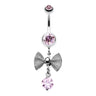 Mesh Bow Dangly Belly Bar - Dangling Belly Ring. Navel Rings Australia.