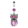 Metallic Feathered Owl Belly Bars - Dangling Belly Ring. Navel Rings Australia.