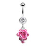 3D Metallic Rosé Belly Dangles - Dangling Belly Ring. Navel Rings Australia.