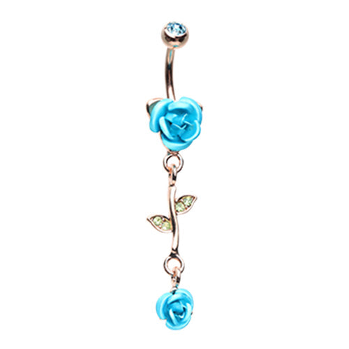 Metallic Roses Belly Dangle in 14K Rose Gold - Dangling Belly Ring. Navel Rings Australia.