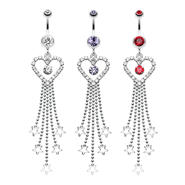 Mia Amore Star Drop Belly Button Ring Crystal