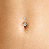 Middy Venus by Maria Tash 14K Yellow Gold CZ Prong Solitaire Navel Ring - Basic Curved Barbell. Navel Rings Australia.