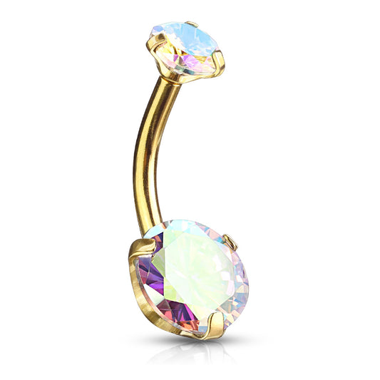 Milky Way Belly Bars with Gold Plating - Fixed (non-dangle) Belly Bar. Navel Rings Australia.