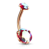 Milky Way Belly Bars Rose with Rose Gold Plating - Fixed (non-dangle) Belly Bar. Navel Rings Australia.