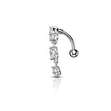 Opaline Top Drop Belly Bar - Reverse Top Down Belly Ring. Navel Rings Australia.