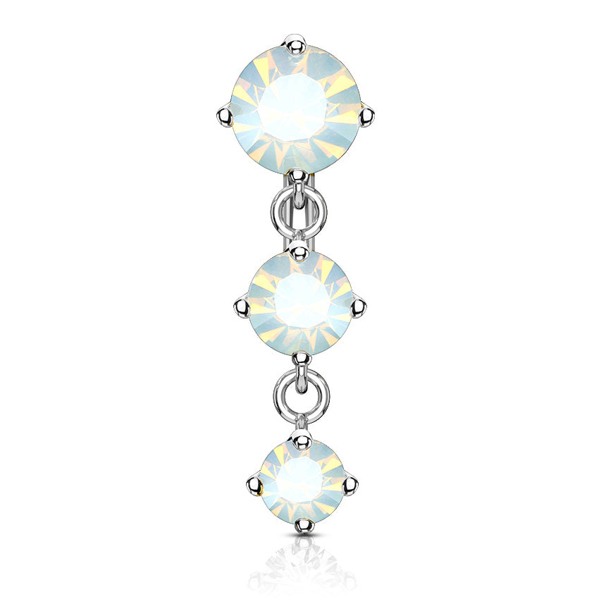 Opaline Top Drop Belly Bar - Reverse Top Down Belly Ring. Navel Rings Australia.