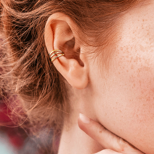Halo Stacked Hoop Earrings in Gold Titanium. Tragus, conch and Cartilage Jewellery.