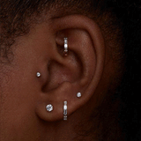 Invisible Set Diamond Threaded Stud Earring by Maria Tash in 18K White Gold. Flat Stud.