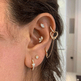 Marquise Diamond Threaded Stud Earring by Maria Tash in 14K White Gold. Flat Stud.