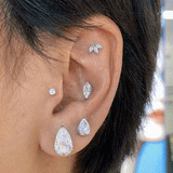 Diamond Engraved Lotus Threaded Stud Backing by Maria Tash in 14K Yellow Gold. Flat Stud.