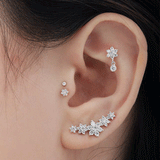 Invisible Set Diamond Threaded Stud Earring by Maria Tash in 18K White Gold. Flat Stud.