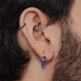 Lapis Triple Long Spike Hoop Earring by Maria Tash in White Gold