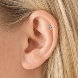 Four Ball Trinity Earring by Maria Tash in 14K White Gold. Flat Stud.