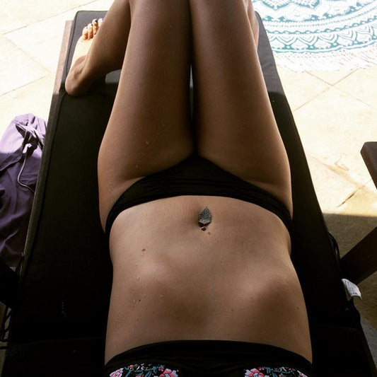 Beach Glam Water Droplets Navel Bar - Dangling Belly Ring. Navel Rings Australia.