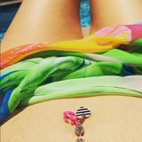 Metallic Anchor Love Charms Belly Bar - Dangling Belly Ring. Navel Rings Australia.